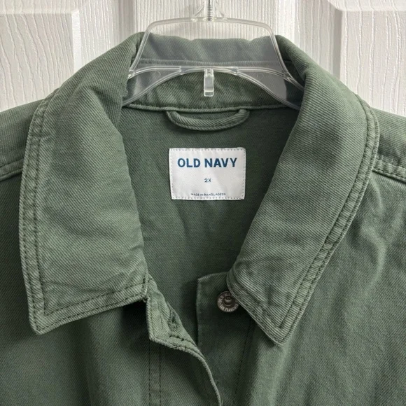 Old Navy Shacket Barn Chore Coat Jacket Workwear Denim 2X Button Front - Picture 3 of 8